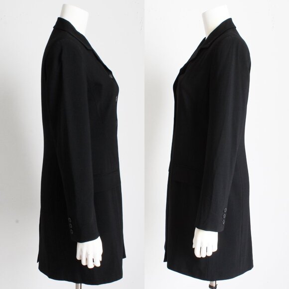 Tommy Hilfiger Jacket Long Blazer Black Wool Blend Vintage 90s Sz P - Picture 5 of 8